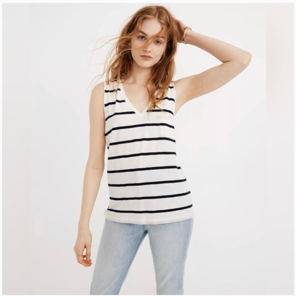 Madewell Whisper Cotton V-Neck pocket tank